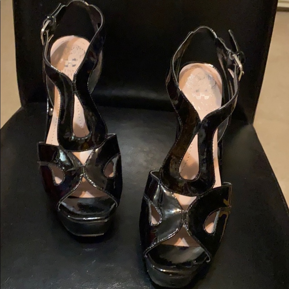 Vince Camuto Black Patent Trinity Heels